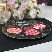Plateau de service en plastique StarLuckINT de 13 pouces, design personnalisé, pour desserts et gâteaux de Noël, assiette de présentation