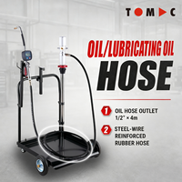 TOMAC 1:1 Pnömatik Yağ Pompası Arabası Seti (180-220L Variller için) 10M Hortum Makarası ve Dijital Ölçer Tabancası ile Otomotiv Aletleri