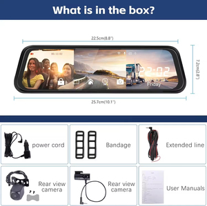 SD 9.66 inch Xe Dash Cam 2K Độ phân giải hộp đen 3 kênh tầm nhìn ban đêm gương chiếu hậu máy ảnh - Product Image 5