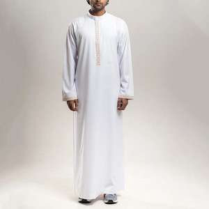 Thobe arabe brodé pour hommes col mandarin caftan du moyen-orient coupe ample robe traditionnelle de l'usine - Product Image 1