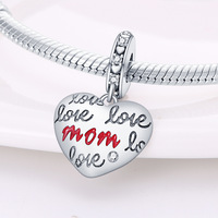 Offre Spéciale 925 argent Sterling plaqué breloques coeur Style soeur embrasser le coeur pendentif bricolage perle Bracelet bijoux cadeau en gros