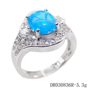 925 Sterling Silver Woman Jewelry <strong>Blue</strong> <strong>Opal</strong> Engagement <strong>Rings</strong> - Product Image 4