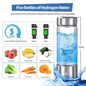 USB Rechargeable Hydrogen Water Generator 400ml Hydrogen Water Bottle Hydrogen Rich Water Glass Health Cup For Home Travel