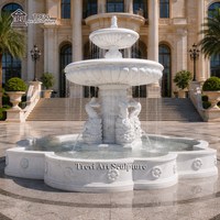 Fontaine de bassin en marbre TREVI avec statue de poisson, style de sculpture unique, pour villa, jardin extérieur, élément aquatique