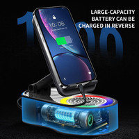 Haut-parleur LED de chant de microphone de karaoké Portable BT MinI avec support de téléphone pliable et fonction de charge pour le camping de voiture de fête
