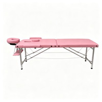 Table de massage pliable portable en 2 sections, cadre en acier inoxydable, mobilier professionnel pour spa et salon de beauté