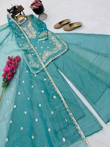 Ensemble Sharara de Soirée Tendance avec Dupatta pour Femme – Tenue Ethnique Indienne pour Mariage, Réception, Fête, Festival – Vente en Gros - Product Image 4