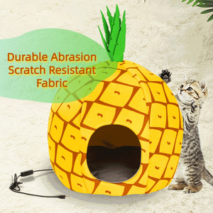 Minuterie Réglable Radiateur Chat Lit Mignon Ananas Conception Durable Tissu Pet House Chaud Confortable Intérieur Cave pour Grands Chats Chiots - Product Image 4