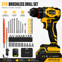 Ensemble de perceuse sans fil GuangChen 21V, perceuse électrique sans balais avec accessoires complets pour le bricolage à domicile et la construction