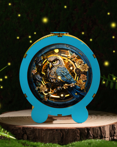 3D Wooden Owl Puzzle Night <b>Light</b> Kit, DIY Round Paper Carving Lamp, Creative LED Desk Decor Gift for Kids Adults - Product Image 6