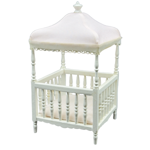 Meubles pour maison de poupée <span class=keywords><strong>Lit</strong></span> en bois royal 1/6 Échelle 1/12 <span class=keywords><strong>Lit</strong></span> d'enfant miniature à <span class=keywords><strong>baldaquin</strong></span> OB11 - Product Image 3