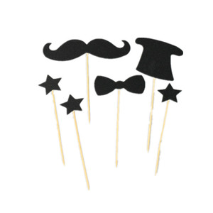 Decoraciones para Pastel de Cumpleaños o Día del Padre, Juego de 7 Piezas de Papel Negro Desechable con Diseño de Caballero - Product Image 4