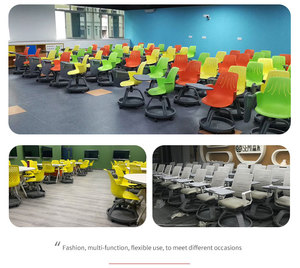 Chaise de formation en plastique pour étudiants, avec base trépied et tableau d'écriture, idéale pour les salles de classe et les bureaux - Product Image 6