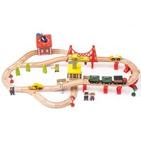 Mainan Edukasi DIY Balap 69 Pcs Rel Kereta Api Klasik Set Jalur Mobil Rel Kereta Kayu