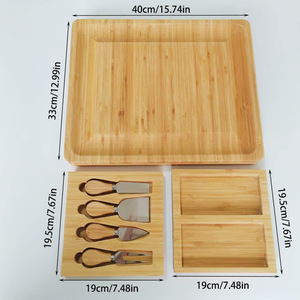 Juego de Tabla de Quesos de Bambú con Dos Cajones y Cubiertos para Cocina o Comedor - Product Image 4