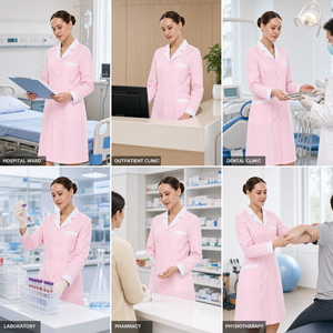 <span class=keywords><strong>Camice</strong></span> da Infermiera OEM per Donna, con Colletto a Risvolto e Bordi Bianchi, Uniforme Medica, <span class=keywords><strong>Camice</strong></span> Ospedaliero con Cintura Regolabile - Product Image 4