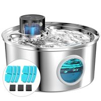 Nouvelle conception Distributeur d'eau automatique pour animaux de compagnie en acier inoxydable étanche avec chargeur sans fil écologique 3,2 L pour chats et chiens