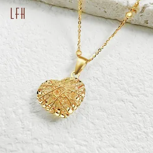 LFH 18K collar de oro amarillo real collar de corazón genuino 1 8K oro genuino collar de clavícula colgante de oro sólido joyería