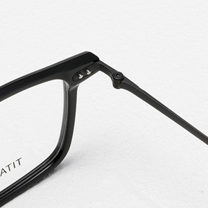 Titanium Rectangle Full Rim <b>Eyeglasses</b> Solid Black Anti-Uv Lightweight Unisex Adults Vision Correction <b>Frames</b> - Product Image 2