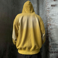 Sweat à capuche 100% Coton en maille gaufrée épaisse, avec logo DTG personnalisé, effet délavé, thermique d'hiver, zippé, style veste sweat-shirt vieilli