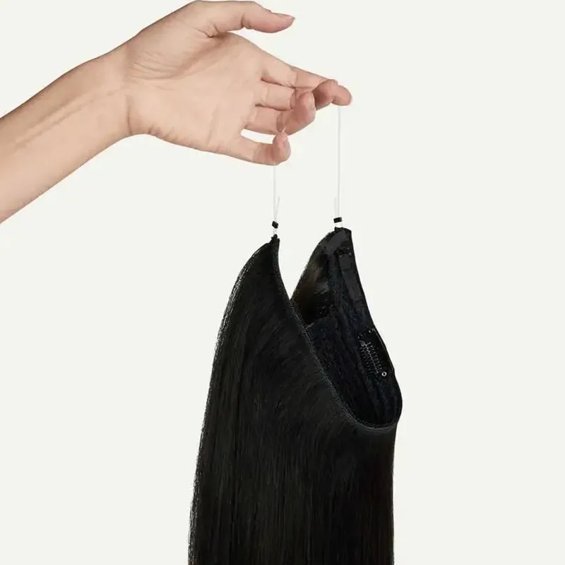 हेलो हेयर एक्सटेंशन मानव बाल 12-24 इंच अदृश्य फिशिंग लाइन क्लिप एक टुकड़े में 80 ग्राम/100 ग्राम/120 ग्राम/पीसी सीधे रेमी मानव बाल