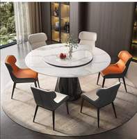 Ensemble de table à manger en acier de luxe moderne avec centre rotatif, 6/8/10 chaises, pour usage scolaire et hôtelier