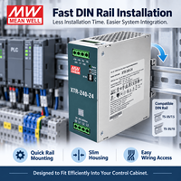 Alimentation électrique sur rail DIN MEANWELL XTR-240-24 24VDC 10A 240W, format compact 48mm de large, pour armoires de commande de machines PLC