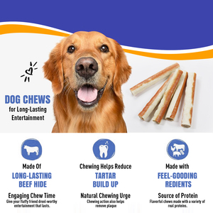 Pal's Delight LISTO PARA ENVIAR Golosinas para masticar perros Rollos de colágeno de 5 "Masticables de cuero crudo Fácil digestión Golosinas para perros de pollo sin granos - Product Image 2