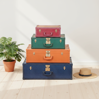 Ensemble de 4 valises vintage en cuir PU à motif crocodile, valise rigide rétro avec serrure dorée, options multicolores