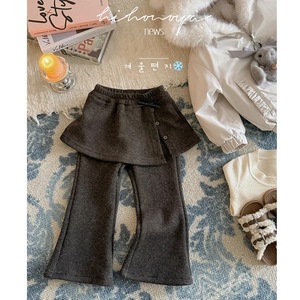 Fleece-<b>Lined</b> Flare <b>Pants</b> For Girls Gray Dark Gray One Piece Solid Color Cotton Winter Casual Skirt <b>Pants</b> Baby Bottoms - Product Image 3