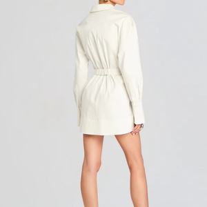 Robe OEM pour femme, élégante, à manches longues, col en V profond, avec ceinture, mini-robe pour femme - Product Image 2