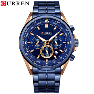 Vente en gros CURREN 8399 Montre pour homme Montre à quartz de sport de luxe pour homme avec date chronographe Montre-bracelet étanche à aiguilles lumineuses - Product Image 2