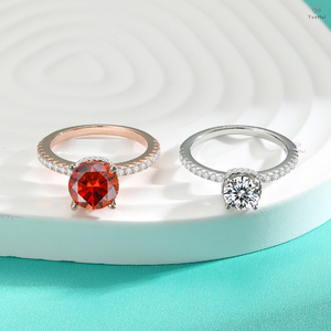 Tiktok caliente SUMINISTRO DE <span class=keywords><strong>Amazon</strong></span> oro rosa olated s925 plata 3 quilates rojo moissanite anillo de diamantes para las mujeres - Product Image 1