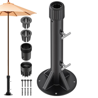 Base de parasol carrée robuste JH-Mech, revêtement noir mat anti-corrosion, structure en acier renforcé, base de parasol de plage