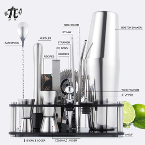 15-Piece thân thiện với môi bền thép không gỉ Cocktail Shaker Set Acrylic đứng biểu tượng tùy chỉnh cho nhà bar bên <span class=keywords><strong>bartender</strong></span> Kit - Product Image 4