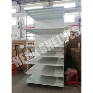 Customized White Color 7 Layers Single Sided 4 Upright Supermarket Shelves <span class=keywords><strong>Metal</strong></span> Island  Gondola <span class=keywords><strong>Shelving</strong></span> Design With Door - Product Image 2