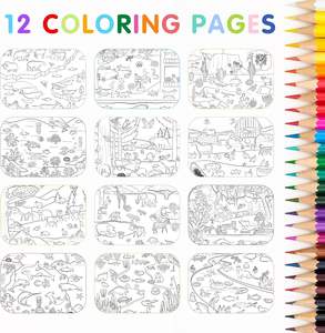 500 + animaux autocollants pour enfants et 12 pages à colorier tout-petits garçons filles adolescents livre d'activités amusant autocollant livres - Product Image 4