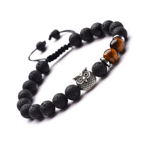 Pulseras <span class=keywords><strong>de</strong></span> piedra <span class=keywords><strong>de</strong></span> Lava <span class=keywords><strong>de</strong></span> 8mm con ojo <span class=keywords><strong>de</strong></span> Tigre, dijes <span class=keywords><strong>de</strong></span> plata, cuentas <span class=keywords><strong>de</strong></span> Buda <span class=keywords><strong>de</strong></span> piedra volcánica, pulsera tejida con cuentas ajustables - Product Image 4