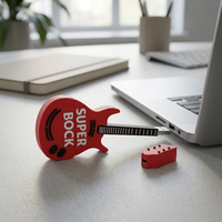 Clé USB en forme de guitare rouge, clé mémoire portable, logo personnalisé, cadeau souvenir