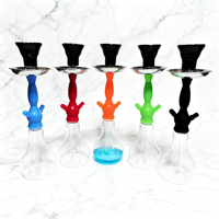 Chicha en plastique multicolore avec corps en verre transparent, chicha à tuyau unique, réutilisable, facile à nettoyer, pour les bars de loisirs, les fêtes, les narguilés