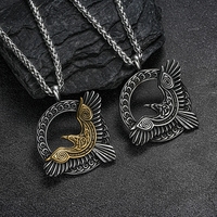 Collier pendentif corbeau en acier inoxydable, style nordique, bijoux punk, bijoux d'inspiration mythologique nordique, vente en gros