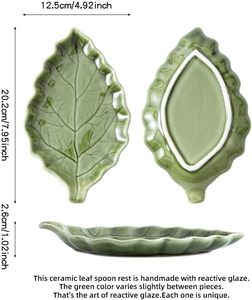 YumiPLUS Soporte de Cerámica Sostenible con Forma de Hoja para Cucharas y Espátulas, para Estufa, Encimera de Cocina, Decoración Rústica - Product Image 6