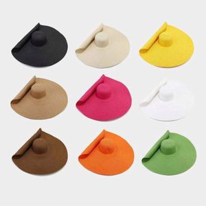 Durable Breathable Oversized Straw <b>Hat</b>, Lightweight Travel-Friendly Sun <b>Hat</b> for Women Sunscreen Papyrus Fabric PVC <b>Holiday</b> - Product Image 6