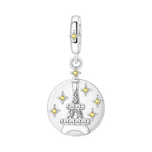 Colgante de la Torre Eiffel brillante de cobre blanco, muy vendido, accesorio de pulsera DIY de moda de lujo discreto para mujer - Product Image 1