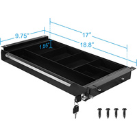 Tiroir de rangement sous le bureau JH-Mech, noir, sécurisé, gain de place supplémentaire, revêtement en poudre, pratique, élégant, durable