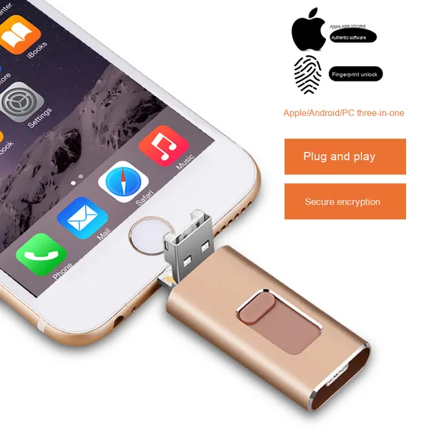 New 4-in-1 Mobile Phone USB Flash Drive with Metal Case for iPhone for Android USB 2.0/3.0 128GB-1TB