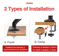 Support de moniteur à ressort à gaz ZENO 17-32 pouces, support de bureau pour ordinateur portable, support de moniteur en aluminium, support de moniteur surélevé, support de moniteur Ds90 M8 M10