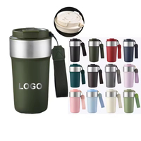 Gobelets isothermes personnalisés de 500 ml en gros pour OEM/ODM – Tasse à café bleue avec couvercle, bouteille d'eau en acier inoxydable sous vide pour le voyage