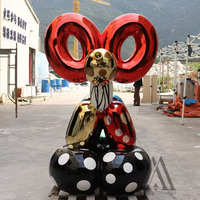 Grande sculpture d'animal Pop Art personnalisée pour affichage commercial en centre commercial, sculpture de chien ballon en fibre de verre électroplaquée