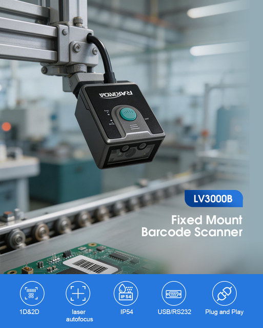 Scansmart High Performance LV3000B QR Code Reader with RS232 USB Interface Fixed Barcode Reader in Stock